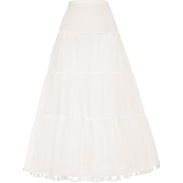 Ankellange underkjoler for kvinner, bryllupsskjørt, halve underkjoler, krinoline underskjørt Beige L XL
