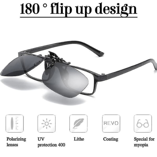 1 stk. Polariserede Flip Up Clip On Solbriller Fiskebriller Mænd Kvinder Grey