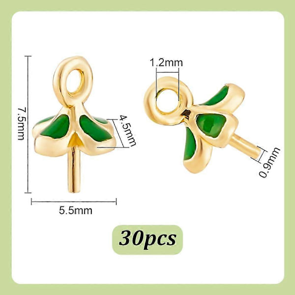 30 stk. Gyldne Øje Pin Peg Bail 5mm Messing Kop Peg Bail Pin med Bail Øje Pin Bails Kløver Smykkekonnektor til Halvborede Perler Charms DIY Penda