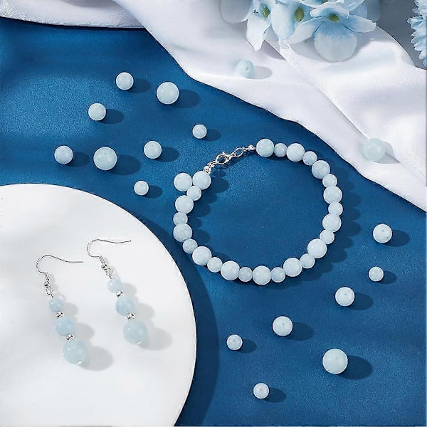 3 Storlekar Cirka 142 St Naturliga Chalcedony Pärlor 6-10mm Runda Ädelstenspärlor Natursten Lösa Pärlor Distanspärlor för Halsband Armband Smyckestillverkning