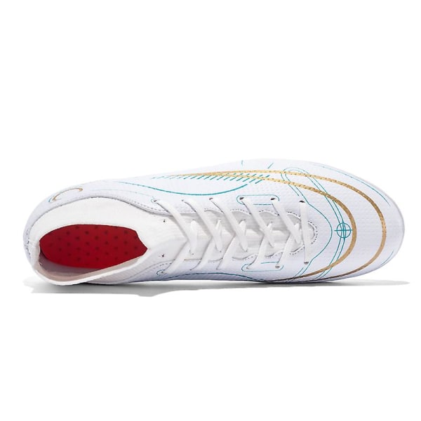 Fotbollsskor för män, halkfria fotbollsskor, fotbollsskor, grässkor, Yj619 White EU 35
