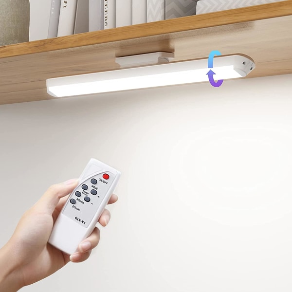 34cm dimbar LED-skåpsbelysning med fjärrkontroll, touch och uppladdningsbar vägglampa, justerbar LED-list under köksskåp trådlös 3