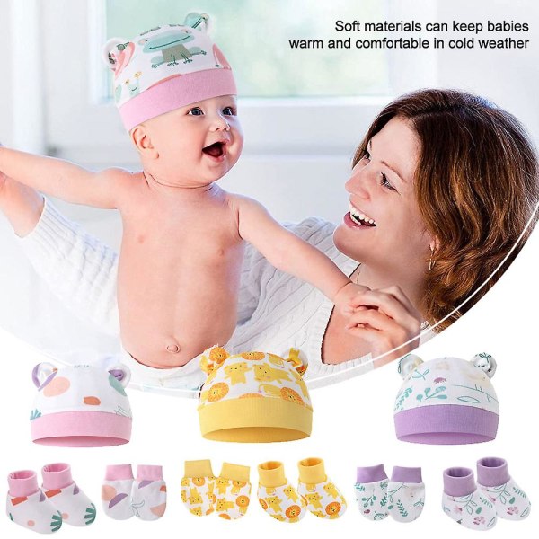 3 stycken installerad baby cap Baby anti-scratch Anti-fall fotskydd Pojkar och flickor Anti-halkstrumpor set2