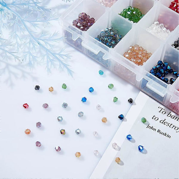 1500 stk. 4 mm Facetterede Bicone Rondelle Glasperler Briolette Krystal Tjekkiske Spacer Perler 15 AB Farver