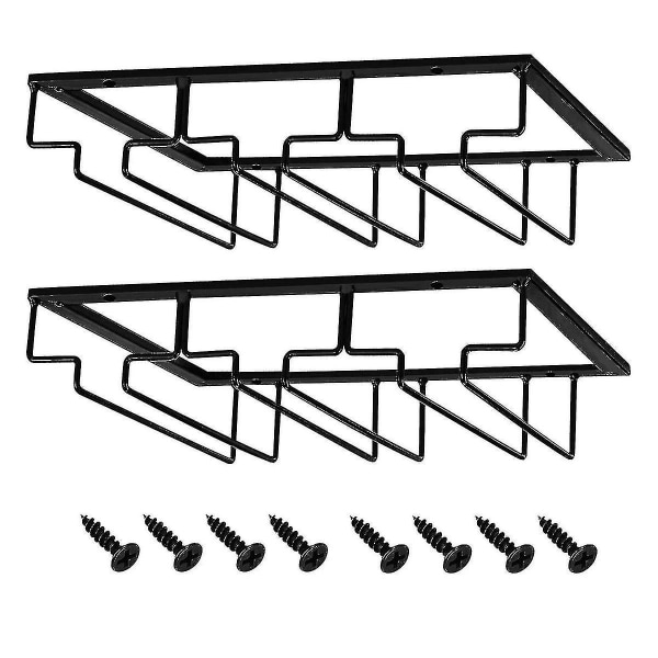 2 Stk. Vinglasholder Vinglas Holder 3 Rækker Sort Metal Vinglas Kroge
