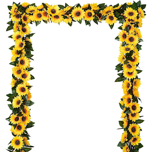 3 Pakke Kunstig Solsikkeguirlande Silke Solsikke Ranke Kunstige Blomster Med Grønne Blade Til Bryllupsbord Hjemmeindretning