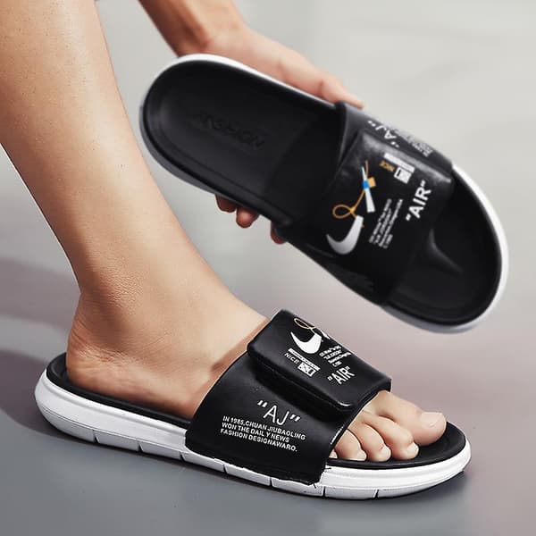 Herrtofflor halkfria strandskor modesandaler A062 Black EU 36