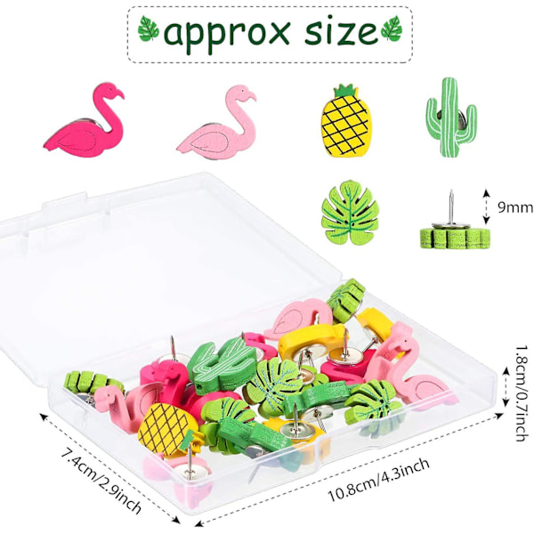 Træ Tegnestifter Flamingo Ananas Kaktus Palmeblad Tegnestifter Dekorative Tegnestifter Søde Tegnestifter (30 stk)