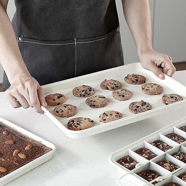 Rektangulær Bakeplate Multifunksjonell Non-stick DIY Kjeks Kakeform Praktiske Kjøkken Bakeverktøy 13 In White