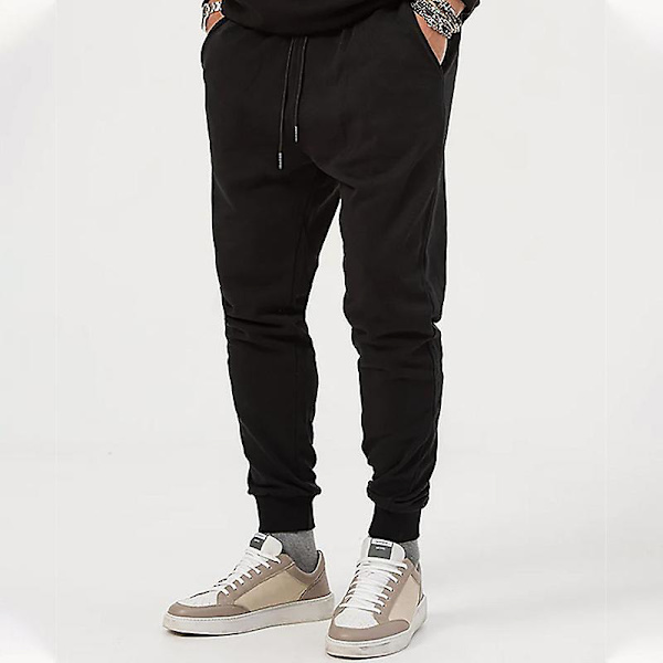 Herre Casual Bukser Høst Flerfarget Allsidig Løs Utendørs Sport Joggebukser Black XL