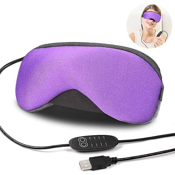 1 kpl Kannettava kylmä ja kuuma USB-lämmitetty höyrysilmänaamio + Uudelleenkäytettävät jäägeelit nukkumiseen, silmäpussien, kuivien silmien, väsyneiden silmien ja silmäpussien hoitoon ajastimella Purple