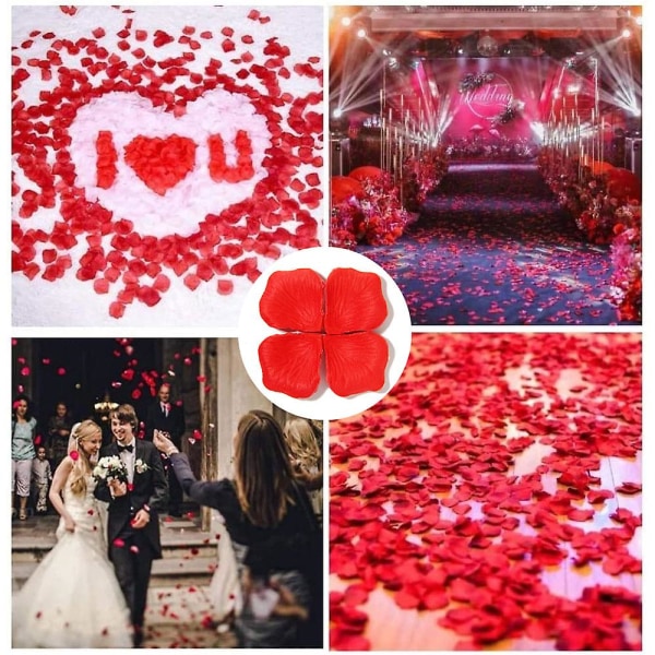 3000 stk. Kunstige Roseblader, Blomsterblader for Romantisk Kveld, Bryllup, Fest, Arrangementer, Valentinsdag, Dekorering red