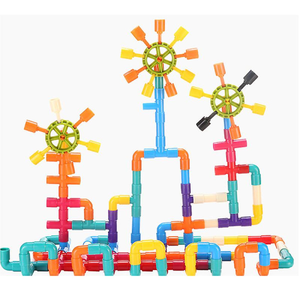 Byggsats för leksaksrör Rör för barn Kreativa sammankopplade byggblockset med hjul Byggleksaker 144PCS