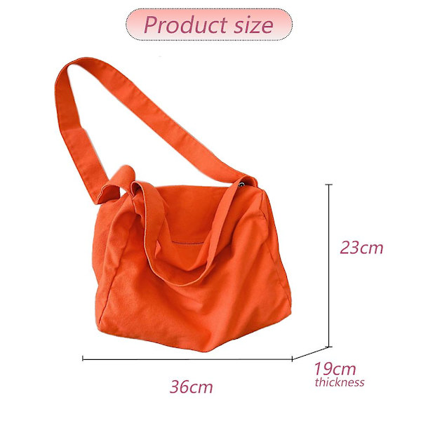 Canvas Læder Messenger Taske Skuldertaske Kryds Krops Taske Orange