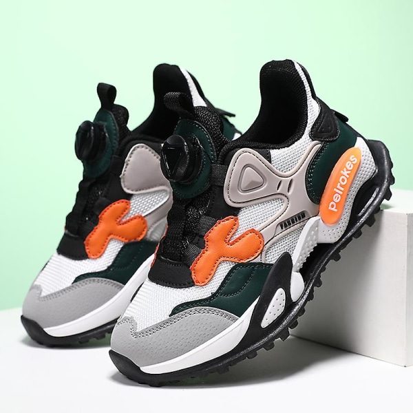 Basketballsko for gutter, høyt overdel, pustende sportsko, sklisikre, trendy sneakers 8952 Green EU 35