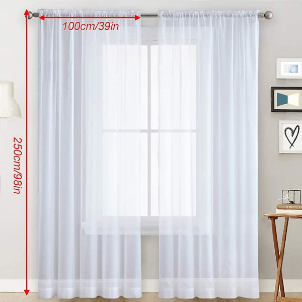 Gennemsigtige gardiner stue stanglomme vinduesgardinpaneler soveværelse semi-transparente voile gardiner lette gardiner White