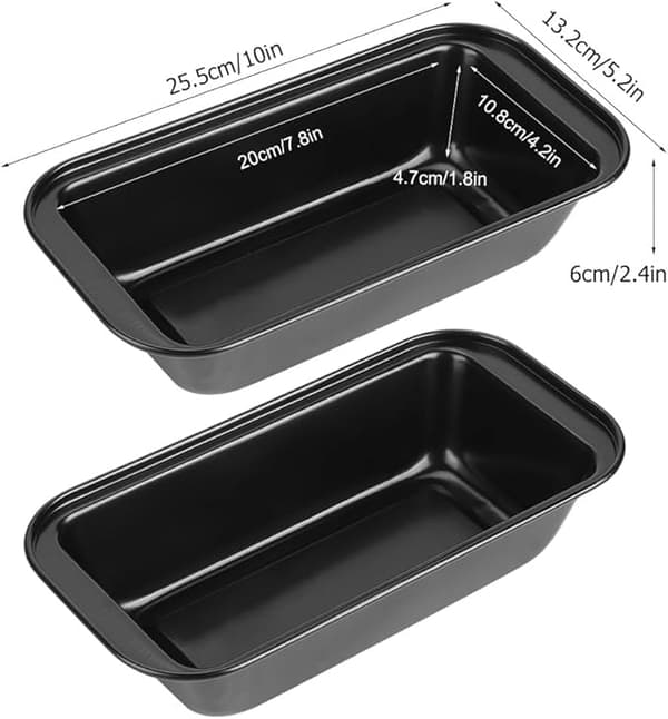 2 st kolstål rektangulär brödform non-stick beläggning brödform kakform för matlagning hemma (svart)