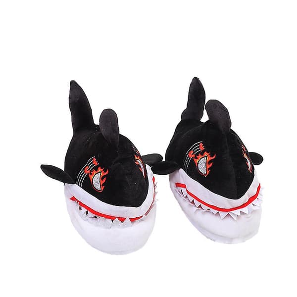 Damsulliga fluffiga djurslippers, hajvalsslippers Black