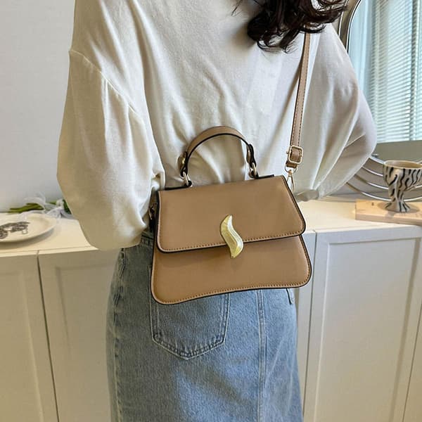 Kunstlæder tasker og håndtasker Retro håndholdte små firkantede tasker af kunstlæder khaki