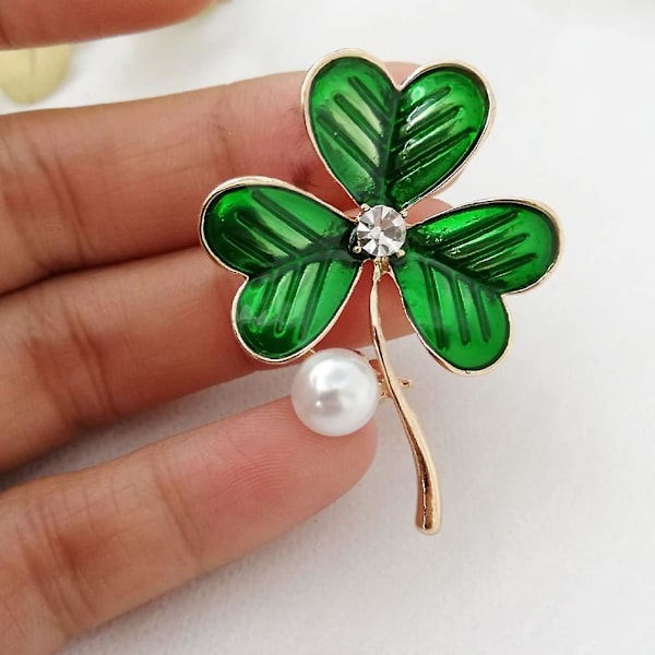 Grön Fyraklöverbrosch S:t Patricks Dag Shamrock Brosch Nål Pärlemalj Brosch Bröstnål Irländsk Smycke För Festtillbehör