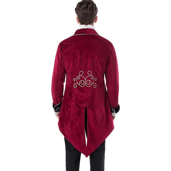 Herr Steampunk Vintage Frackjacka Gotisk Viktoriansk Rock Kavaj Uniform Halloween Kostym RED M