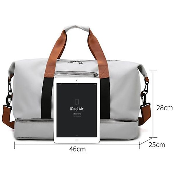 Stor Resväska Gymväska, Resväska Duffel Bag Weekender Övernattningsväska Grey
