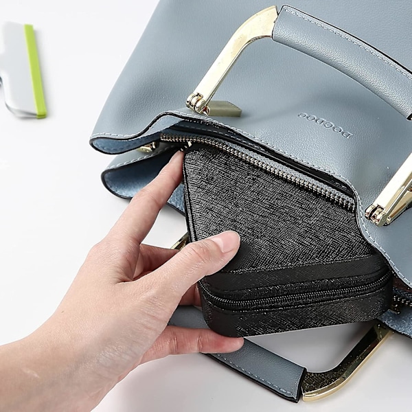 Bærbar Rejse Mini Smykkeskrin Læder Smykker Ring Organizer Etui Opbevarings Gaveæske Piger Kvinder (sort).