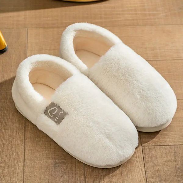 Naisten yksiväriset pehmoiset tohvelit, slip-on malliset paksuilla pohjilla, mukavat sisäkengät, lämpimät ja pehmeät white EU40 41