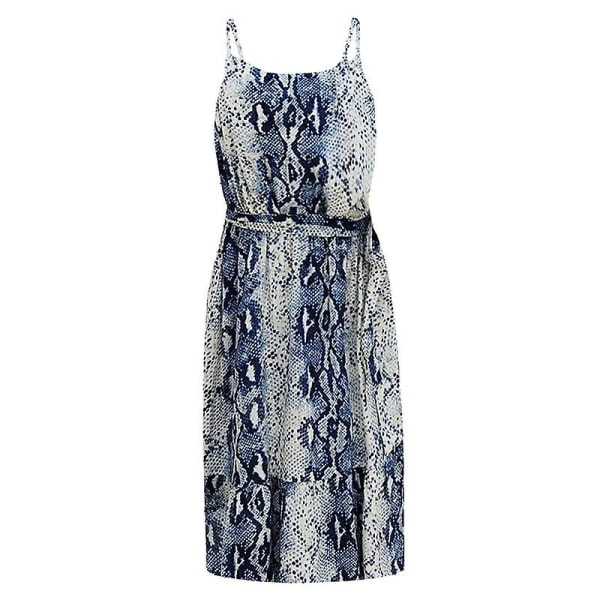 Dame Sommer Blomsterprint A-linje Kort Cami Kjole Blue S