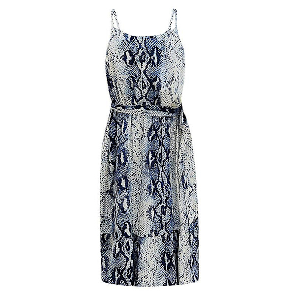 Kvinnors Sommar Blommig Tryck A Linje Kort Cami Klänning Blue M