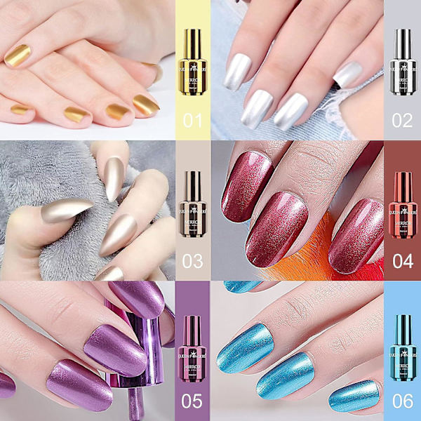 12 färger nagellack, långvarig vacker blank manikyr nagelkonst dekoration, lysande spegeleffekt nagellack kit-12st