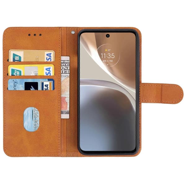 Lærtelefondeksel til Motorola Moto G32 Brown