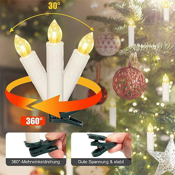 10 kpl LED-kynttilöitä LED-keijuvalot, johdottomat, himmennettävä kynttilänjalka, liekittömät joulukynttilät
