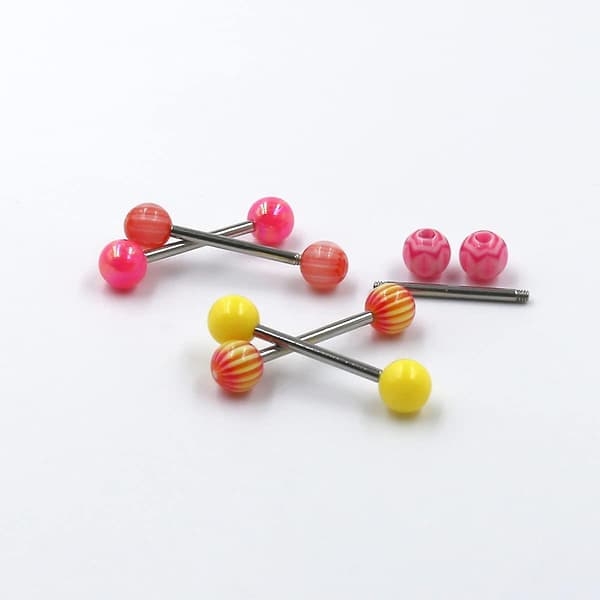 110 Stykker Tungeringe, Rustfrit Stål 14G Brystvorte Tungeringe Barbells Piercing Assorterede Slikfarver