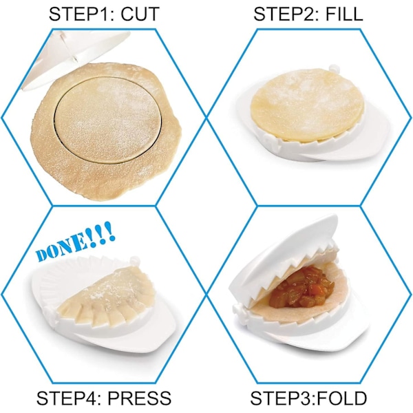 3-delad degpressatsats för stora dumplings, perfekt köksredskap för handpajer, pierogi, ravioli, calzone och empanada, 3 olika