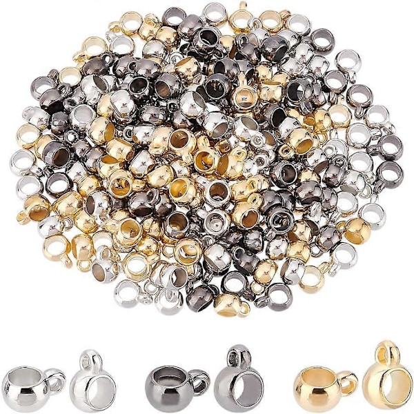 300 st Bail Bead-kopplingar CCB Plast Charm Hängande Pärlor 5mm Kolonn Distans Pärla Charm Hängare Ring Bail Pärlor med Ögla