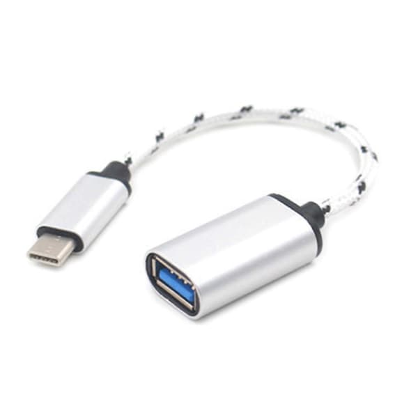 Industriell USB-kabel Praktisk USB-kabel Nylon TypeC til USB2.0 OTG-adaptere Hurtigladeadaptere for dataoverføring Sølv Silver