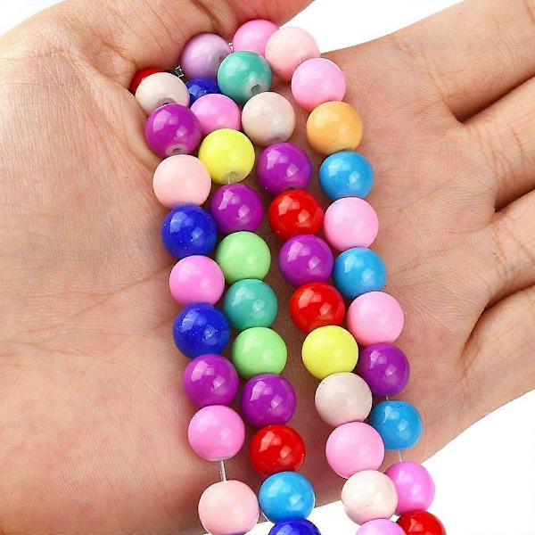 1 Säie Leivontamaali Lashelmet Pyöreä Sekaväri 8mm Reikä: 1mm noin 55kpl/säie 16 tuumaa