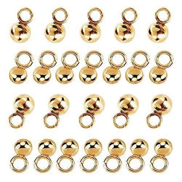 100 st 4 Storlekar Rostfritt Stål Kul Charm Runda Metall Hängsmycken Hängande Charm för Halsband Armband Smyckestillverkning Rostfritt Stål Färg 1,8-2,5 mm Hål