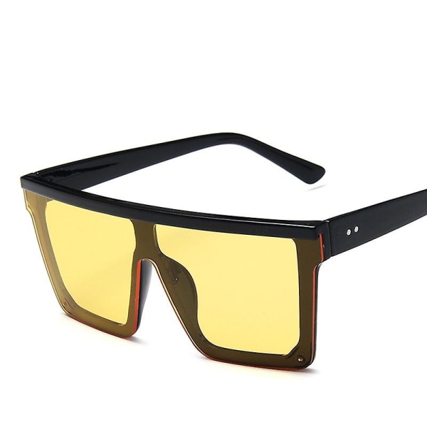 2023 Överdimensionerade fyrkantiga solglasögon kvinnor vintage stor ram kvinnor solglasögon mode nyanser för kvinnor/män Gafas De Sol BlackYellow Free cloth