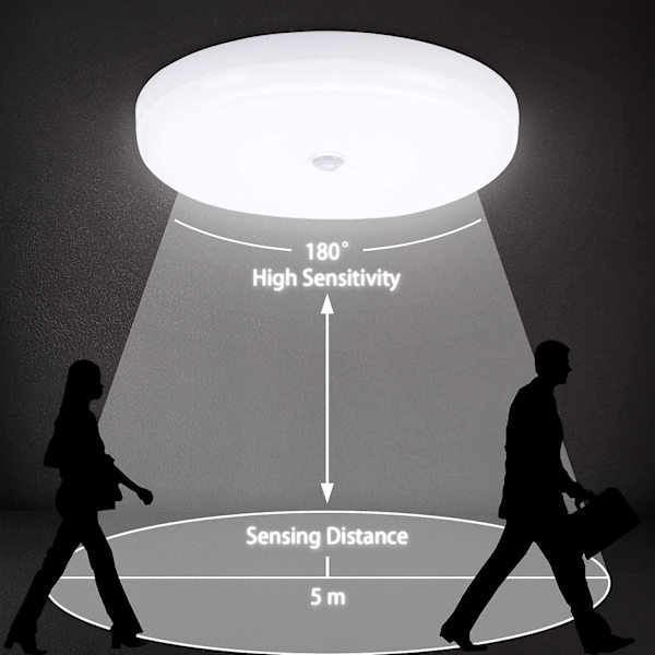 30w LED Taklampe Med Bevegelsessensor Ip56 2400lm Kaldhvit 6500k, 25cm