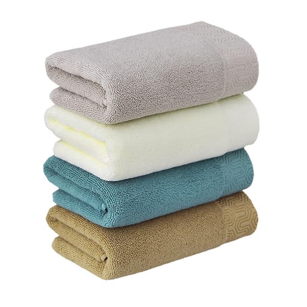 Håndklæde Sæt Af 4 - 100% Bomuld Blødt Plys Absorberende Badehåndklæde - Premium Vaskesvampe Til Spa, Badeværelse (34*73cm) Blue