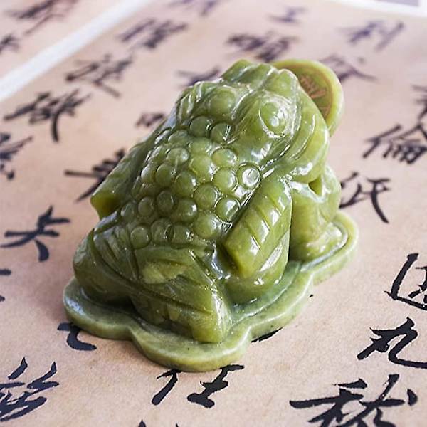 Feng Shui Jade Penge Frø Trebenet Rigdoms Frø Eller Penge Tudse Statue Bil Instrumentbræt Dekorationer Tiltrækker Rigdom Og Held