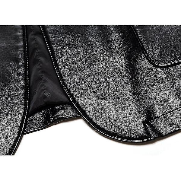 Herr Casual Notch Krage 2 Knapp Slim Faux Läder Blazer Kostym Jacka Black 3XL