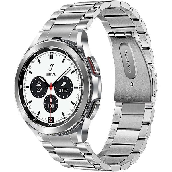 Stropp uten mellomrom for Galaxy Watch 4 Classic 46mm, rustfritt stålreim med sterk metallklips, erstatningsreim for Samsung Galaxy Watch4 Class