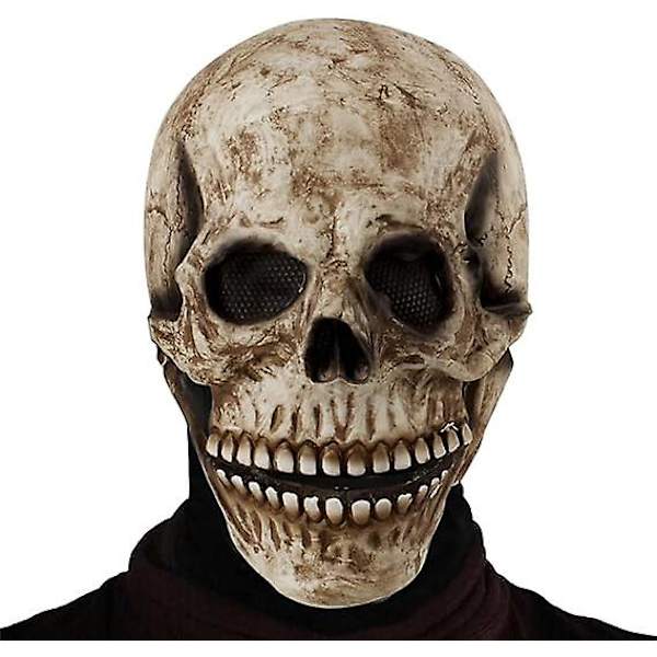 Halloween Skelet Maske, Uhyggelig Halloween Fuld Hoved Skalle Maske med Bevægelig Kæbe, 3D Halloween Masker til Mænd Cosplay Universal Voksenstørrelse