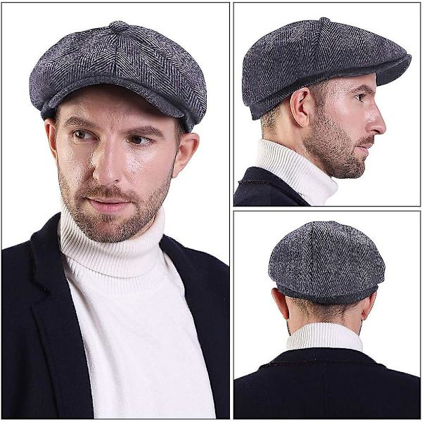 Herreternet sildebensmønstret kasket Beret Flat Cap