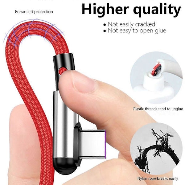 Nylonflätad USB till Micro USB-kabel Snabb USB till Micro USB Laddningsdatakabel Black