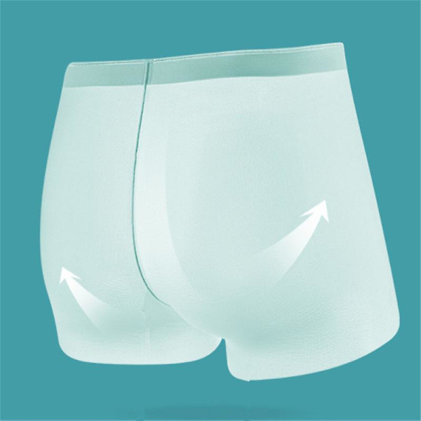 Miesten alushousut 3D-stereo leimaus yksiosainen miesten jääsilkki bokserit hengittävät saumattomat seksikkäät läpinäkyvät alushousut light green L