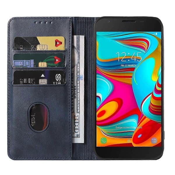 Magnetiskt läderfodral för Samsung Galaxy A2 Core / A260 Blue